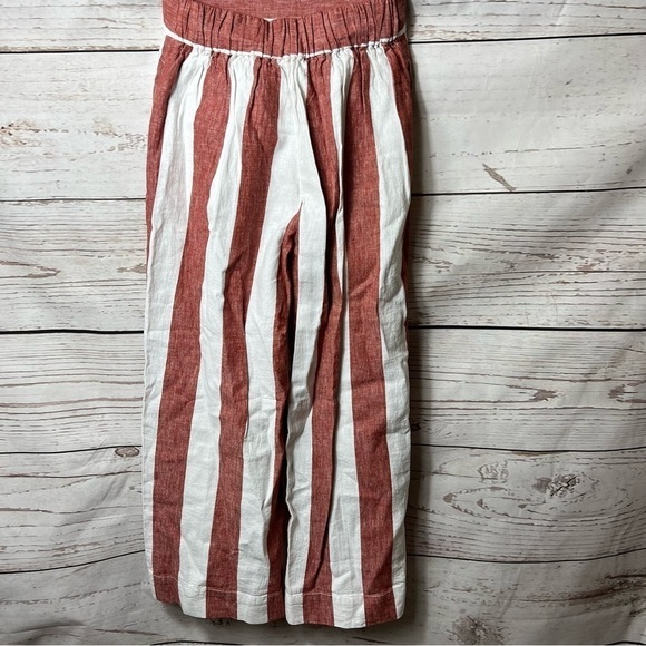 Nwt Madewell Huston Pull-On Crop Pants In Evelyn Stripe Linen Viscose Blend - Picture 6 of 7